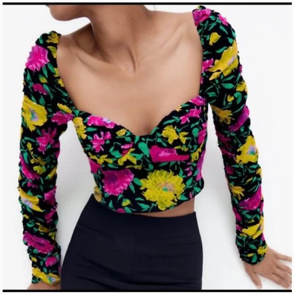 crop zara flower top - Picture 1 of 2